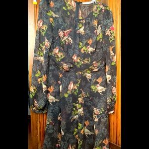 Forgiveness black bird printed dress small